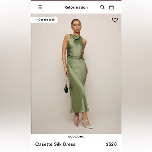 Reformation Casette Silk Dress in Artichoke, size 4. NEW DRESS WOTH TAGS